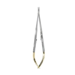 Miltex 7" Jacobson Microvascular Needle Holder with Lock - Curved, Serrated Jaw, 16000 Teeth Per Square Inch