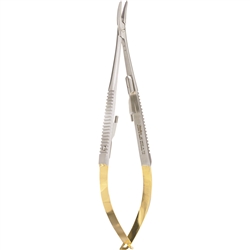 Miltex 5.5" Castroviejo Needle Holder - Curved - With Lock - Serrated Jaws - 16000 Teeth Per Square Inch