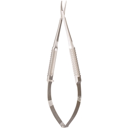 Miltex 5" Barraquer Needle Holder - Curved - 10mm Jaw Length - Hollow Round Handle without Lock