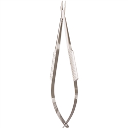 Miltex 5.25" Barraquer Needle Holder - Curved - 8mm Wide Solid Round Handle without Lock