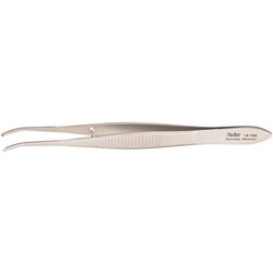 Miltex Tissue Forceps, Half Curved, Standard, 0.8mm Wide Tips - 4"