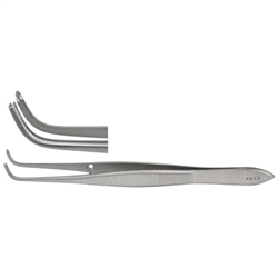 Miltex Tissue Forceps, Full Curved, Standard, 0.8mm Wide Tips - 4"