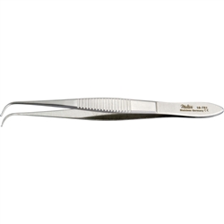 Miltex Tissue Forceps, 4" Full Curved, Extra Delicate, 0.5mm Wide Tips