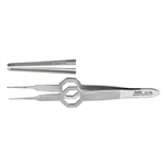 Miltex 3-3/4" Foerster Eye Dressing Forceps - Octagonal Grip - Straight Serrated Tips - 0.5mm Wide