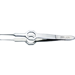 Miltex 3-7/8" Foerster Eye Dressing Forceps - Octagonal Grip - Straight - 1 x 2 Teeth - 0.55mm Wide