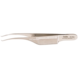 Miltex 2-7/8" Troutman-Barraquer Colibri Type Corneal Utility Forceps - 1 x 2 Teeth - 0.12mm - 45 Degree Angled - Tying Platform