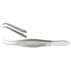 Miltex 4" Castroviejo Colibri Type Tissue Forceps - Tips 0.12mm Teeth with Tying Platform, Wide Handle