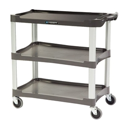 Lakeside 300 Lb Capacity Plastic Utility Cart, (3) 16 x 28.5 Inch Shelves, Charcoal