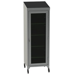 Lakeside Mobile Cabinet with Stainless Shelves & Glass Doors