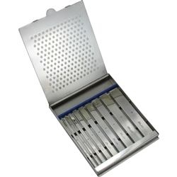 Miltex Swiss Pattern Osteotome Set of 9 Osteotomes from 2mm to 20mm - In Sterilize Case
