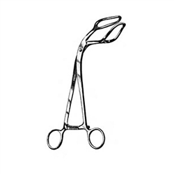 Miltex 9" Somer Uterine Elevating Forceps - Curved Jaws - Serrated