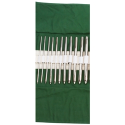 Miltex Set of 7-1/4" Hegar Uterine Dilators - Single End - Set of 14: Sizes 4mm to 17mm In Kahki Roll