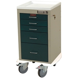 Harloff Mini Line Anesthesia Cart, Five Drawers with Basic Electronic Pushbutton Lock