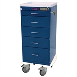 Harloff Anesthesia Cart, Five Drawers with Basic Electronic Pushbutton Lock and Key Lock