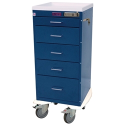 Harloff Anesthesia Cart, Five Drawers with Basic Electronic Pushbutton Lock and Key Lock