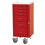 Harloff Mini Line Emergency Cart, Tall Cabinet, Six Drawers with Breakaway Lock