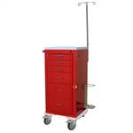 Harloff Emergency Cart, Tall Cabinet, Six Drawers with Breakaway Lock, Stabilizing Bumper, 5&#8243; Casters