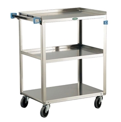 Lakeside 411 Utility Cart, 500 Lb Capacity, (3) 15.5 x 24 Inch Shelves