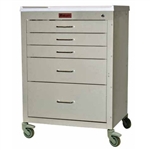Harloff 4145K, Mini24 Anesthesia Cart, Short Cabinet, Five Drawers with Key Lock