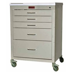Harloff 4145K, Mini24 Anesthesia Cart, Short Cabinet, Five Drawers with Key Lock