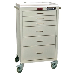 Harloff 4156E, Mini24 Anesthesia Cart, Tall Cabinet, Six Drawers with Basic Electronic Lock