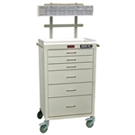 Harloff Mini24 Anesthesia Cart, Six Drawers, Tall Cabinet, Basic Electronic Pushbutton Lock with Key Lock