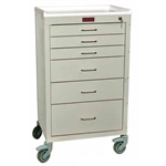 Harloff 4156K, Mini24 Anesthesia Cart, Tall Cabinet, Six Drawers with Key Lock