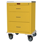 Harloff Mini24 Infection Control Cart, Three Drawers with Key Lock, Pontoon Bumper and 5" Casters