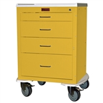 Harloff Mini24 Infection Control Cart, Four Drawers with Key Lock, Pontoon Bumper and 5" Casters