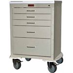 Harloff Mini24 Anesthesia Cart, Five Drawers with Basic Electronic Pushbutton Lock and ANS Accessories