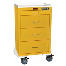 Harloff 4254E, Mini24 Isolation Cart with Bumper and 5" Wheels, Four Drawers with Basic Electronic Lock