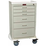 Harloff Mini24 Anesthesia Cart, Tall Cabinet, Six Drawers, Basic Electronic Pushbutton Lock and Accessories