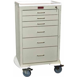 Harloff Mini24 Anesthesia Cart, Tall Cabinet, Six Drawers, Basic Electronic Pushbutton Lock and Accessories