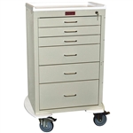 Harloff Mini24 Procedure Cart, Tall Cabinet, Six Drawers with Key Lock