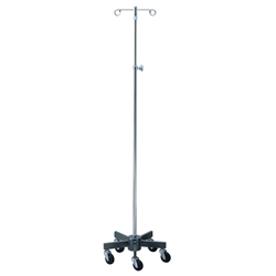 Brewer Short Wheel Infusion Pump Stand with 2 Ram's Horn Hooks