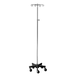 Brewer Short Wheel Infusion Pump Stand with 4 Ram's Horn Hooks