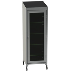 Lakeside Wide Mobile Cabinet with Stainless Shelves & Glass Doors