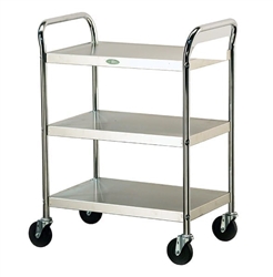 Lakeside 500 Lb Capacity, Tubular Chrome Plated Frame cart, (3) 15.5 x 24 Inch Shelves, Ships Knocked Down