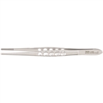 Miltex 5-1/2" Dressing Forceps - Straight Serrated Tips - Non-Locking - Fenestrated Thumb Handle