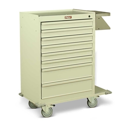 Harloff 6030E, Painted Steel Cast Cart, Eight Drawers with Basic Electronic Pushbutton Lock and Key Lock, Standard Package