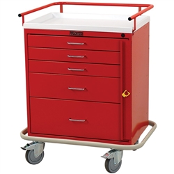 Harloff Emergency Cart, Short Cabinet, Five Drawers with Breakaway Lock