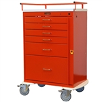 Harloff Classic Line Emergency Cart, Tall Cabinet, Six Drawers with Breakaway Lock