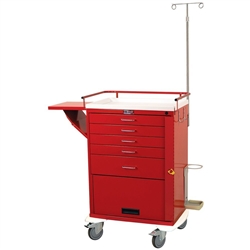 Harloff Classic Line Emergency Cart, Tall Cabinet, Five Drawers with Breakaway Lock