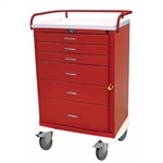 Harloff Emergency Cart, Tall Cabinet, Six Drawers with Breakaway Lock, Standard Package