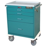 Harloff Anesthesia Cart, Workstation, Four Drawers, Basic Electronic Pushbutton Lock with Key Lock