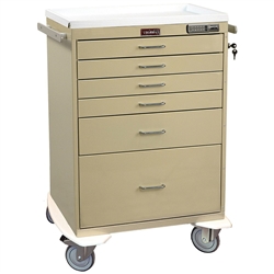 Harloff Procedure Cart, Tall Cabinet, Six Drawers, Basic Electronic Pushbutton Lock with Key Lock