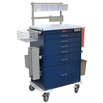 Harloff Anesthesia Cart, Workstation, Six Drawers, Basic Electronic Pushbutton Lock with Key, Deluxe Package