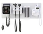 Welch Allyn Green Series™ 777 Integrated Wall System - Wall Board, Wall Transformer, PanOptic Plus Ophthalmoscope, MacroView Plus Otoscope, Ear Specula Dispenser, Wall Aneroid, SureTemp Plus Thermometer & iExaminer Smart Bracket