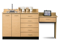 Clinton 48" Base Cabinet Set with 2 Doors, 5 Drawers and Desk