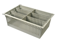 Harloff MedStorMax 8” Exchange Tray w/ 1 Short Divider, 2 Long Divider & Pull-Out Stoppers